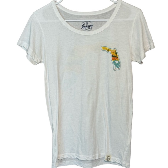 Legacy Vintage Inspired Tops - Legacy 92 Florida Graphic Tee Medium White Beach Vacation Casual T-Shirt